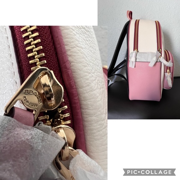 NWT COACH COURT LEATHER BACKPACK WITH STRIPE‎ HEART MOTIF GOLD/CHALK MULTI - Picture 7 of 11